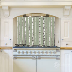 Minimalist Birch Forest Glass Backsplash