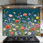 Wildflower Meadow Tapestry Glass Backsplash