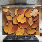 Elegant Autumn Leaf Glass Backsplash Design