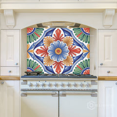 Hand-Painted Talavera Glass Backsplash