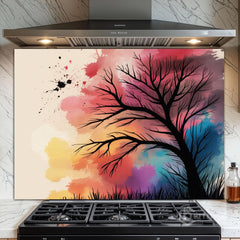 Bare Tree Digital Art Glass Backsplash Design
