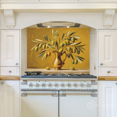 Honey Gold Olive Branch Glass Backsplash