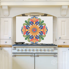 Vibrant Talavera Floral Glass Backsplash