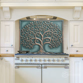 Ornate Copper Tree Glass Backsplash