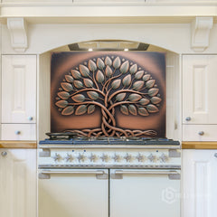 Antique Copper Tree of Life Glass Backsplash