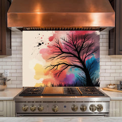 Bare Tree Digital Art Glass Backsplash Design