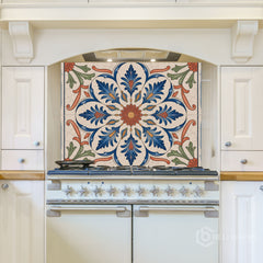 Ottoman Mediterranean Tile Medallion Glass Backsplash