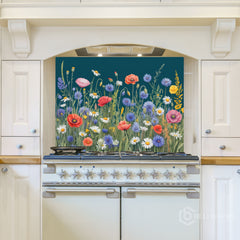 Wildflower Meadow Tapestry Glass Backsplash