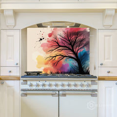 Bare Tree Digital Art Glass Backsplash Design