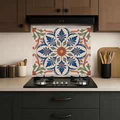 Ottoman Mediterranean Tile Medallion Glass Backsplash