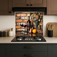 Dark Brown Wine Bottle Glass Backsplash Design