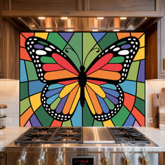 Colorful Butterfly Stained Glass Wall Art Panel