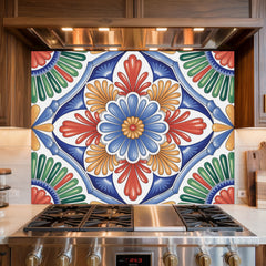 Hand-Painted Talavera Glass Backsplash