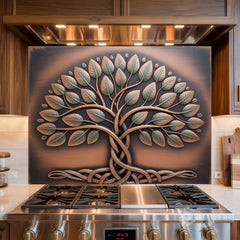 Antique Copper Tree of Life Glass Backsplash