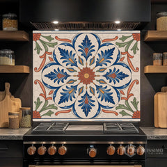Ottoman Mediterranean Tile Medallion Glass Backsplash
