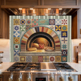 Classical Mosaic Pizza Oven Glass Backsplash