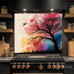 Bare Tree Digital Art Glass Backsplash Design