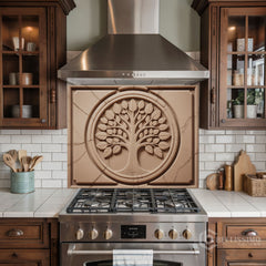 Full-Bleed Tree of Life Sandstone Medallion - Bellissimo
