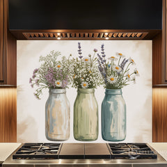 Three-Panel Glass Backsplash Design