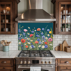 Wildflower Meadow Tapestry Glass Backsplash