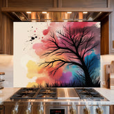 Bare Tree Digital Art Glass Backsplash Design