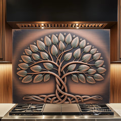 Antique Copper Tree of Life Glass Backsplash