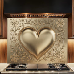 Engraved Brass Glass Backsplash