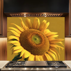 Painterly Sunflower Glass Backsplash