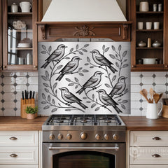 Engraved Metal Design Glass Backsplash Panel