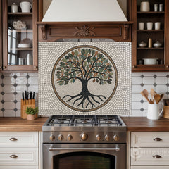 Victorian Embossed Glass Backsplash