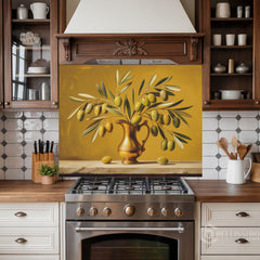 Honey Gold Olive Branch Glass Backsplash