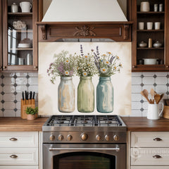 Three-Panel Glass Backsplash Design