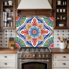 Hand-Painted Talavera Glass Backsplash