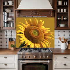 Painterly Sunflower Glass Backsplash
