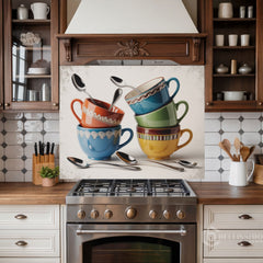 Whimsical Kitchen Still Life Glass Backsplash Design