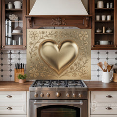 Engraved Brass Glass Backsplash