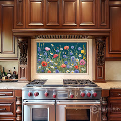 Wildflower Meadow Tapestry Glass Backsplash