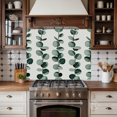Eucalyptus Repeat Pattern Glass Backsplash Design