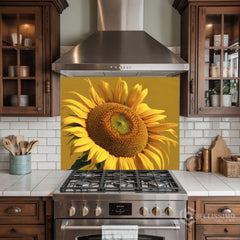 Painterly Sunflower Glass Backsplash