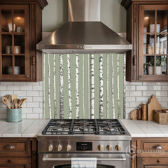 Minimalist Birch Forest Glass Backsplash