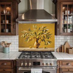 Honey Gold Olive Branch Glass Backsplash
