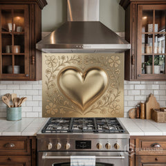 Engraved Brass Glass Backsplash