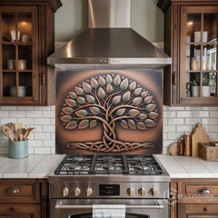 Antique Copper Tree of Life Glass Backsplash