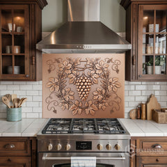 Decorative Copper and Brass Glass Backsplash