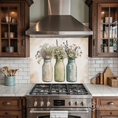 Three-Panel Glass Backsplash Design
