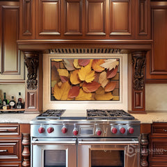 Elegant Autumn Leaf Glass Backsplash Design