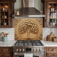 Gilded Tree of Life Glass Backsplash