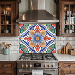 Hand-Painted Talavera Glass Backsplash