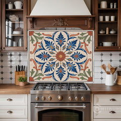 Ottoman Mediterranean Tile Medallion Glass Backsplash