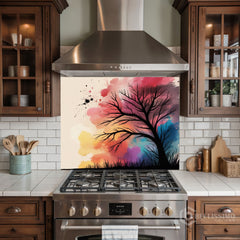 Bare Tree Digital Art Glass Backsplash Design